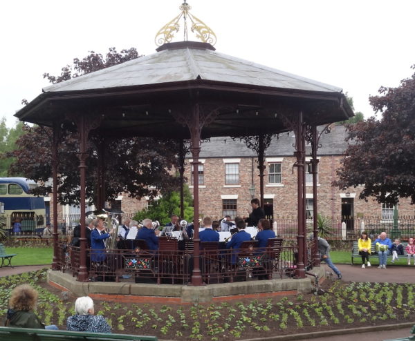 Hexham Brass playing in Beamish bandstand